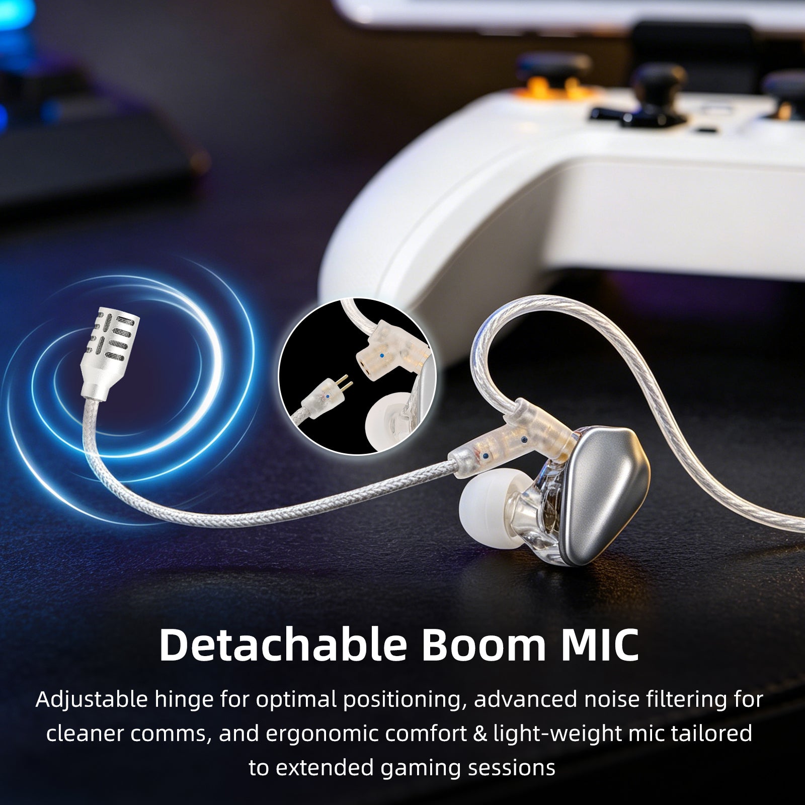 DuoMic Type-C Gaming IEM Cable with Dual Mic