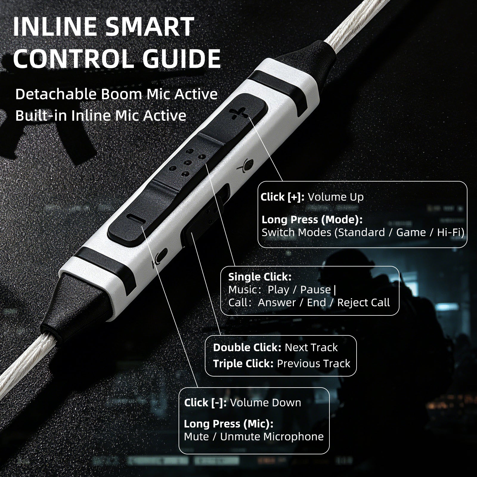 DuoMic Type-C Gaming IEM Cable with Dual Mic